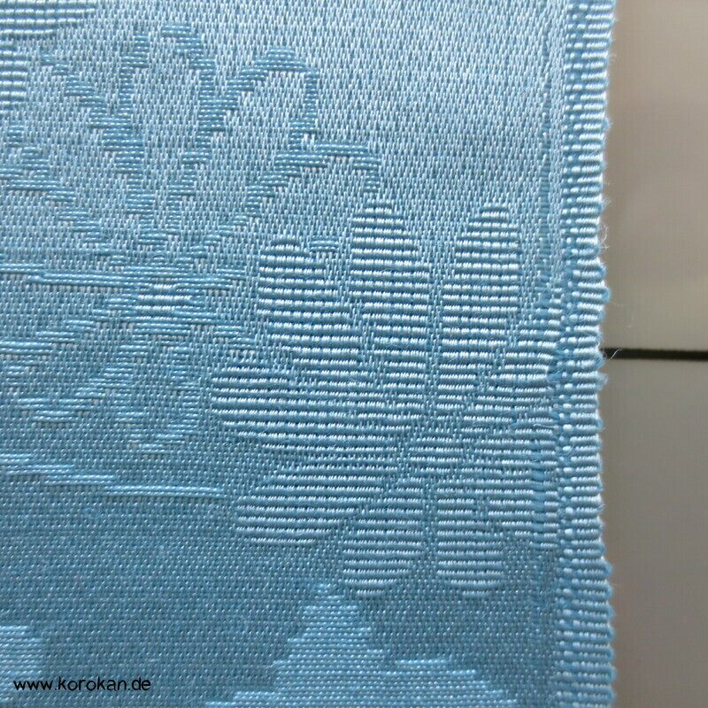 Lurex Blüten, Fluss, Ahornblätter Seide/ Wolle Kimono Jacquard - himmelblau