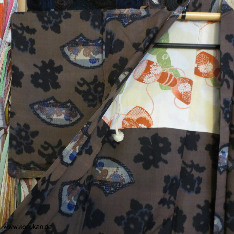 Fächer Meisen Haori Kimonojacke mit Himo