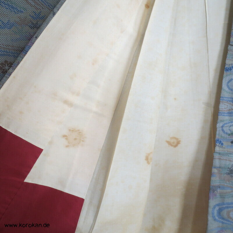 japanischer Chrysanthemen Fluss Kasuri Tsumugi Seiden Kimono