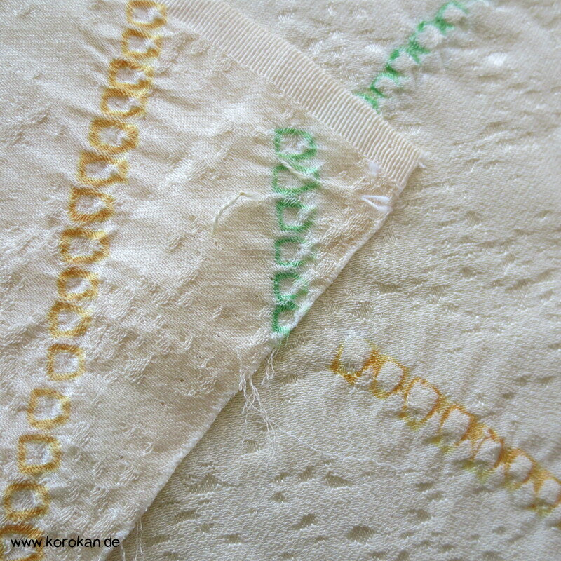 Shibori Bögen auf hellem Seiden Damast Araihari Kimono