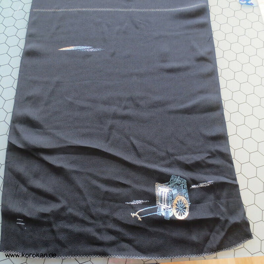 Panel Muster Stoff für Kimono - schwarz mit Lurex Druck