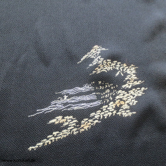 Panel Muster Stoff für Kimono - schwarz mit Lurex Druck