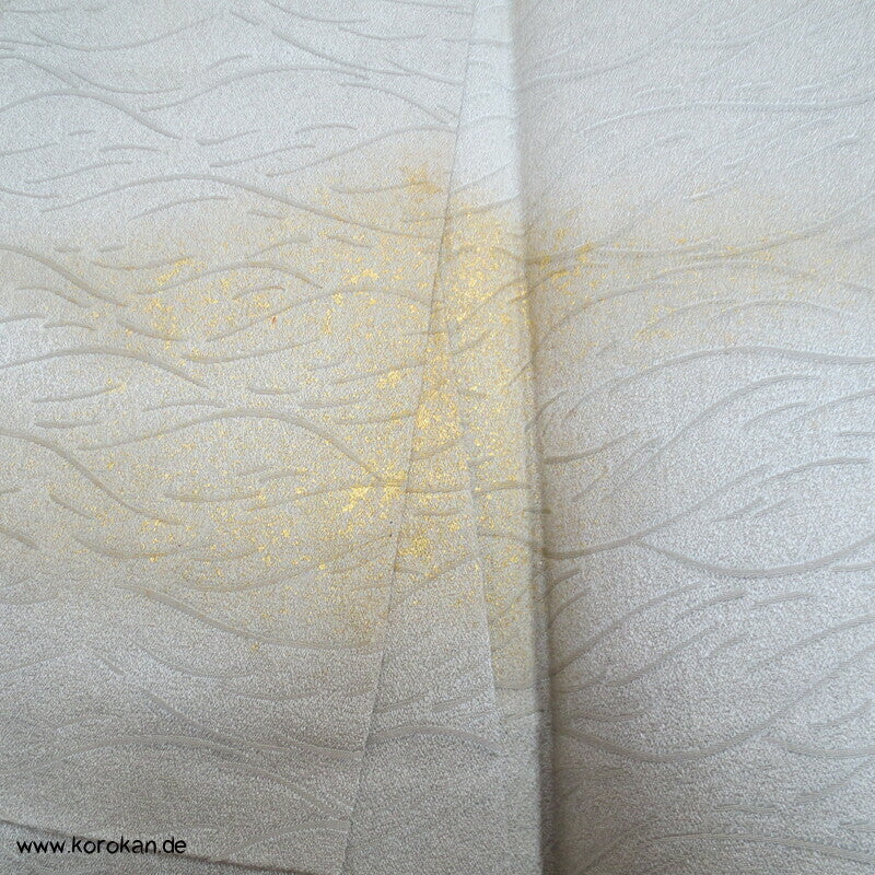 Schilflandschaft mit Bambusgittern Seidendamast mit Shibori Homongi Kimono