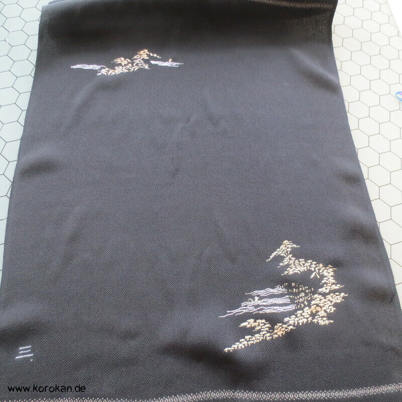 Panel Muster Stoff für Kimono - schwarz mit Lurex Druck