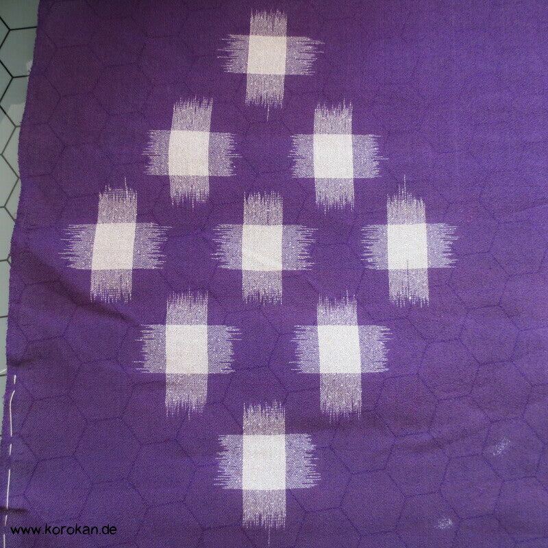Kasuri Kreuze Kimono Sha Seiden Crepe Georgette, Murasaki lila