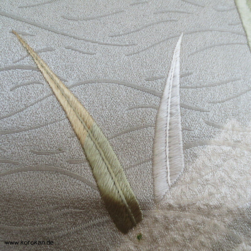 Schilflandschaft mit Bambusgittern Seidendamast mit Shibori Homongi Kimono