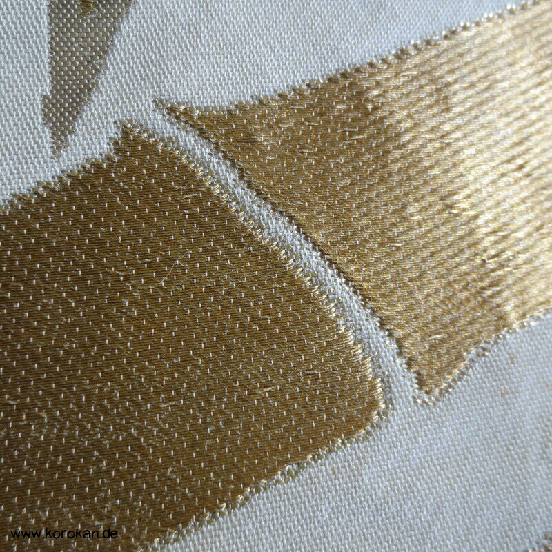 Fukuro Obi Seidenbrokat goldener und silberner Bambus