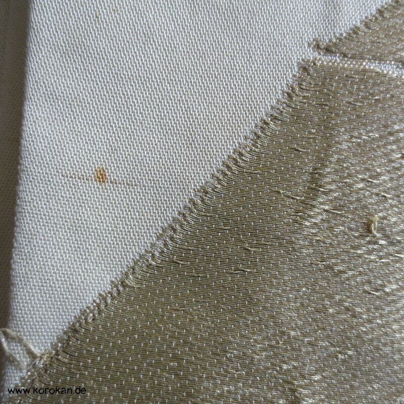 Fukuro Obi Seidenbrokat goldener und silberner Bambus