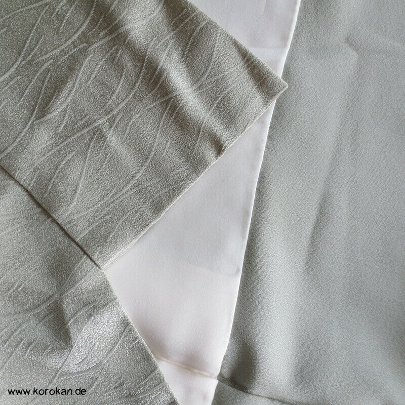 Schilflandschaft mit Bambusgittern Seidendamast mit Shibori Homongi Kimono