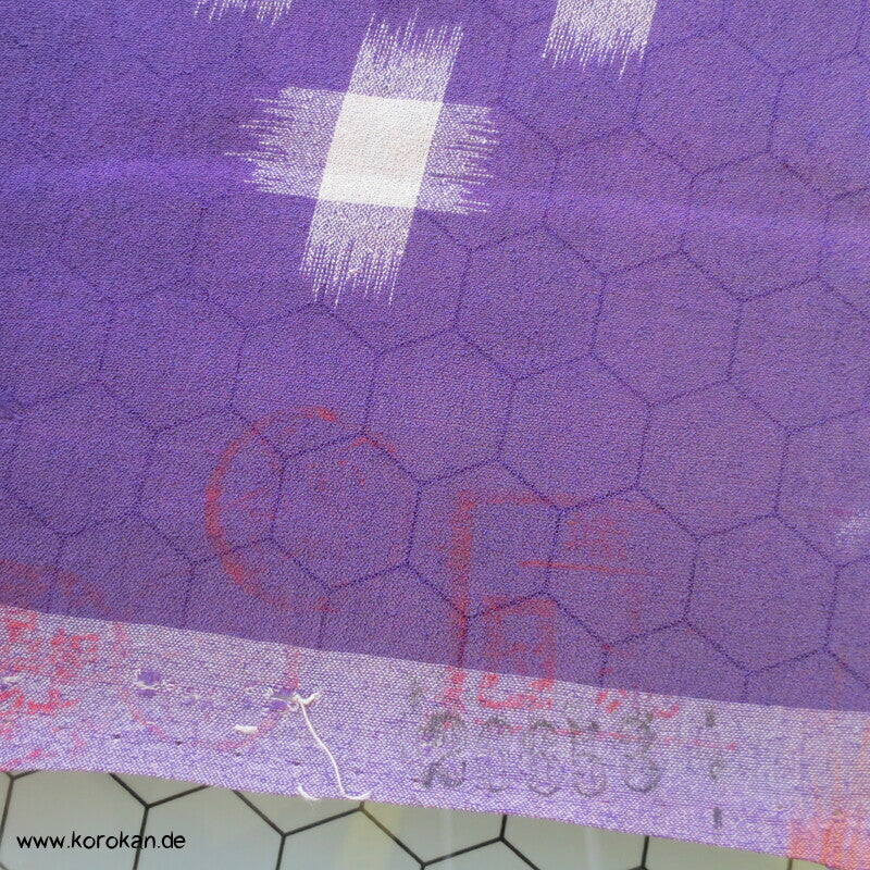 Kasuri Kreuze Kimono Sha Seiden Crepe Georgette, Murasaki lila