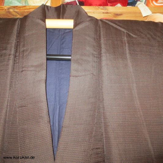 brauner Kikko Kasuri Seide Komon Kimono