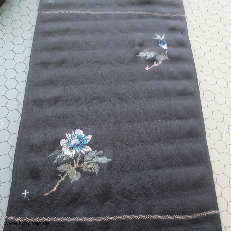 Panel Muster Stoff für Kimono - schwarz mit Lurex Druck