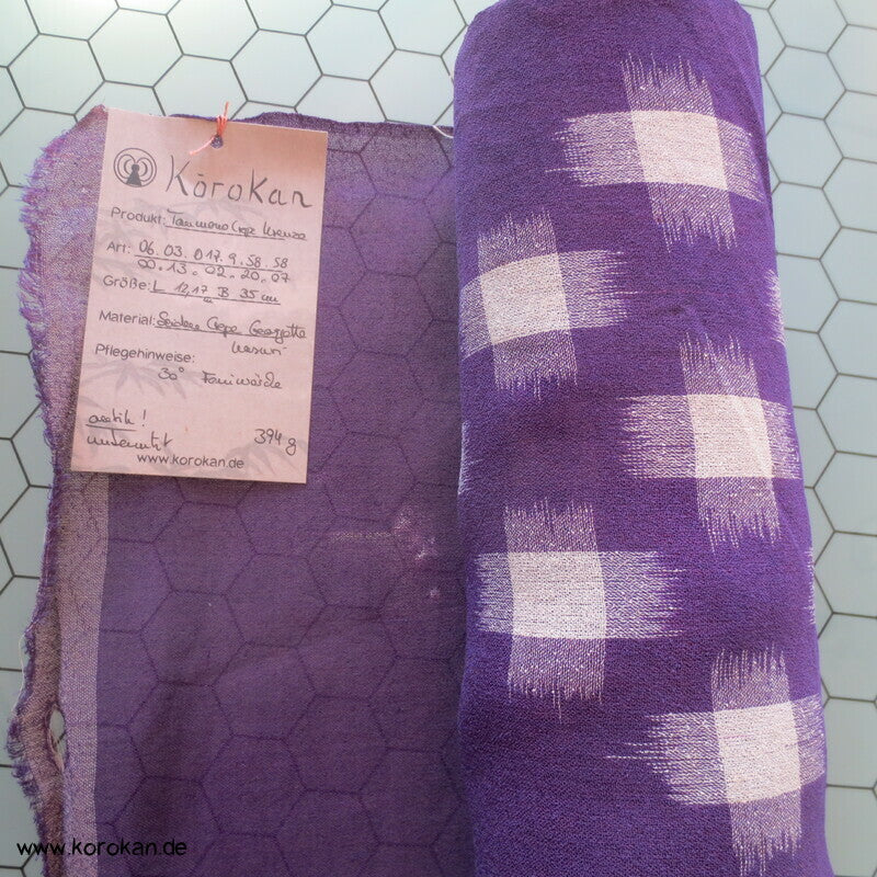Kasuri Kreuze Kimono Sha Seiden Crepe Georgette, Murasaki lila