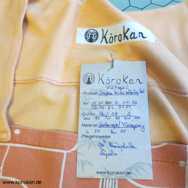 Vintage Langarm Shirt, Kombi aus Muster Kimono Seide Panel + Baumwoll Jersey