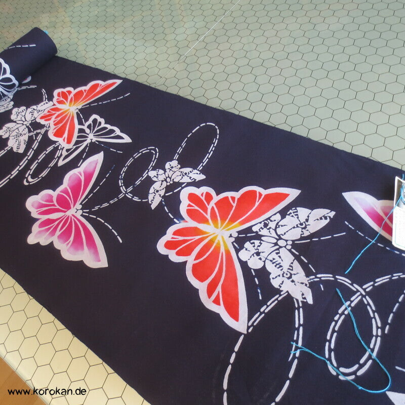 Schmetterlinge Yukata Kimono Stoff, Baumwolle