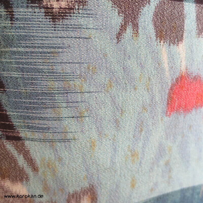 Krepp Seiden Meisen Komon Kimono mit Wolken, Steg und Iris Blüten