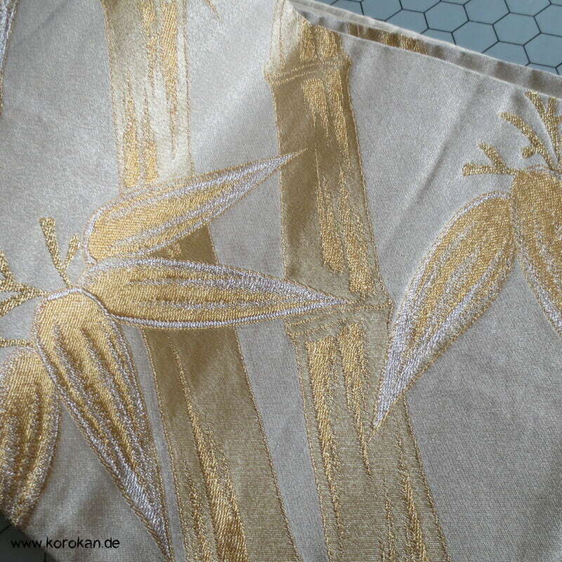 Fukuro Obi Seidenbrokat goldener Bambus