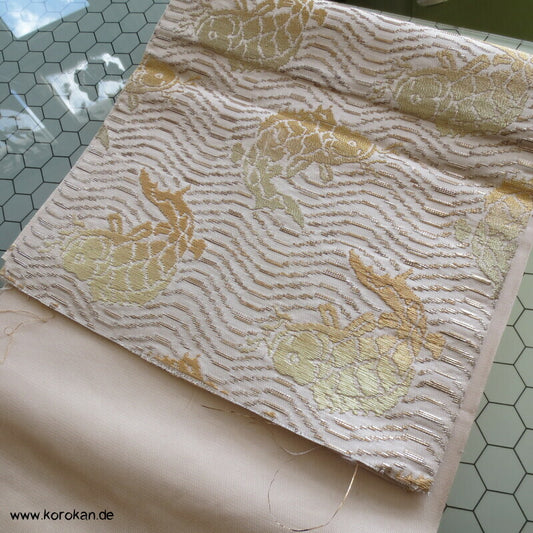Araihari Fukuro Obi Seidenbrokat Goldbrassen