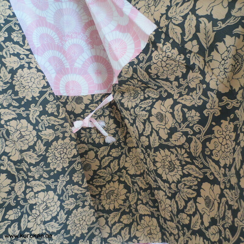 Päonien Arabesken Dochugi Kimono Jacke Seidencrepe