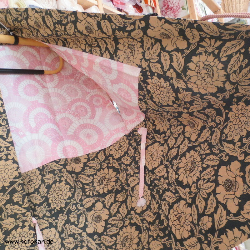Päonien Arabesken Dochugi Kimono Jacke Seidencrepe