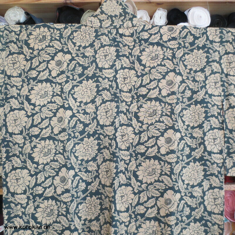 Päonien Arabesken Dochugi Kimono Jacke Seidencrepe