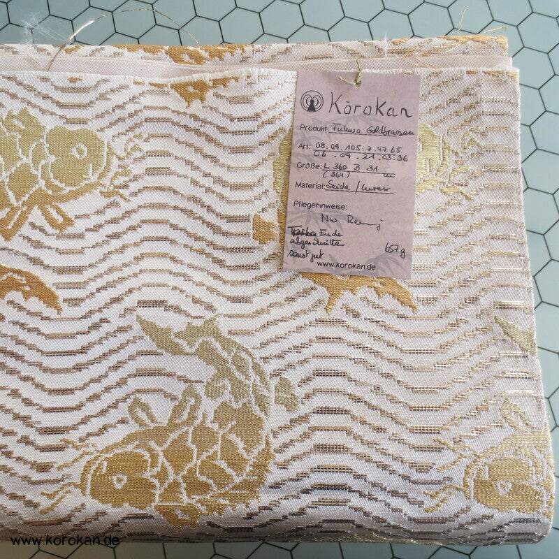 Araihari Fukuro Obi Seidenbrokat Goldbrassen