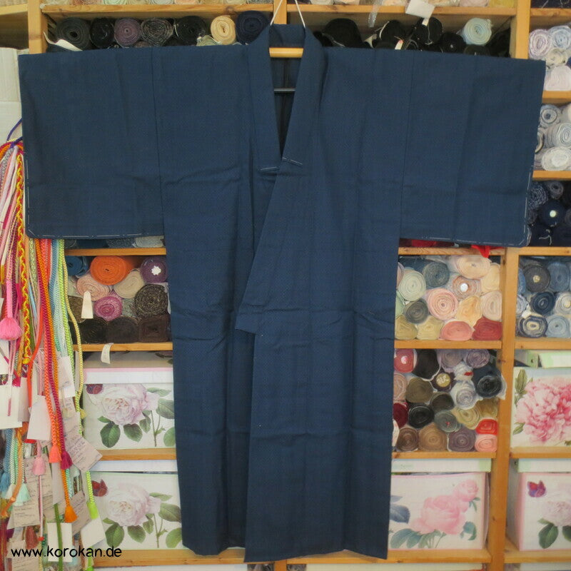 blauer Woll Hitoe Kimono - wie neu