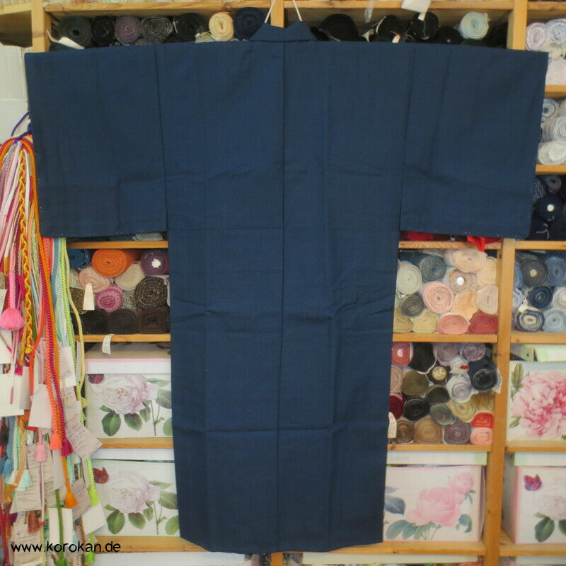 blauer Woll Hitoe Kimono - wie neu