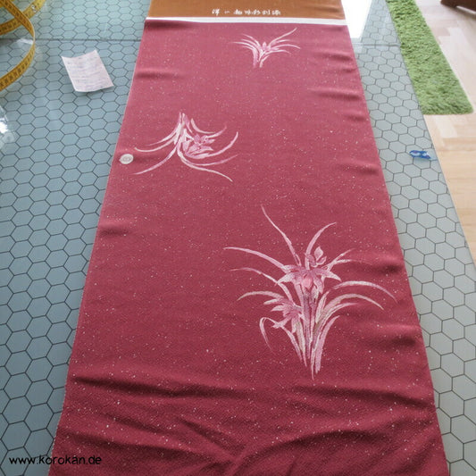 Panel Seide, Gräser, Blätter, Schmetterlinge für Kimono