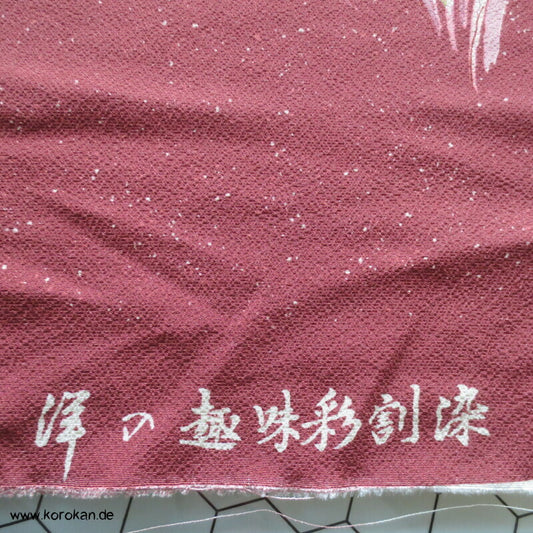 Panel Seide, Gräser, Blätter, Schmetterlinge für Kimono