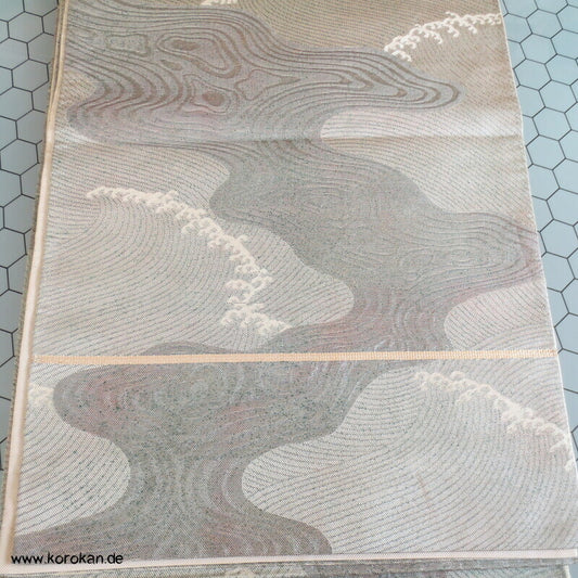 Fukuro Obi Meereswellen Tsunami Seidenbrokat