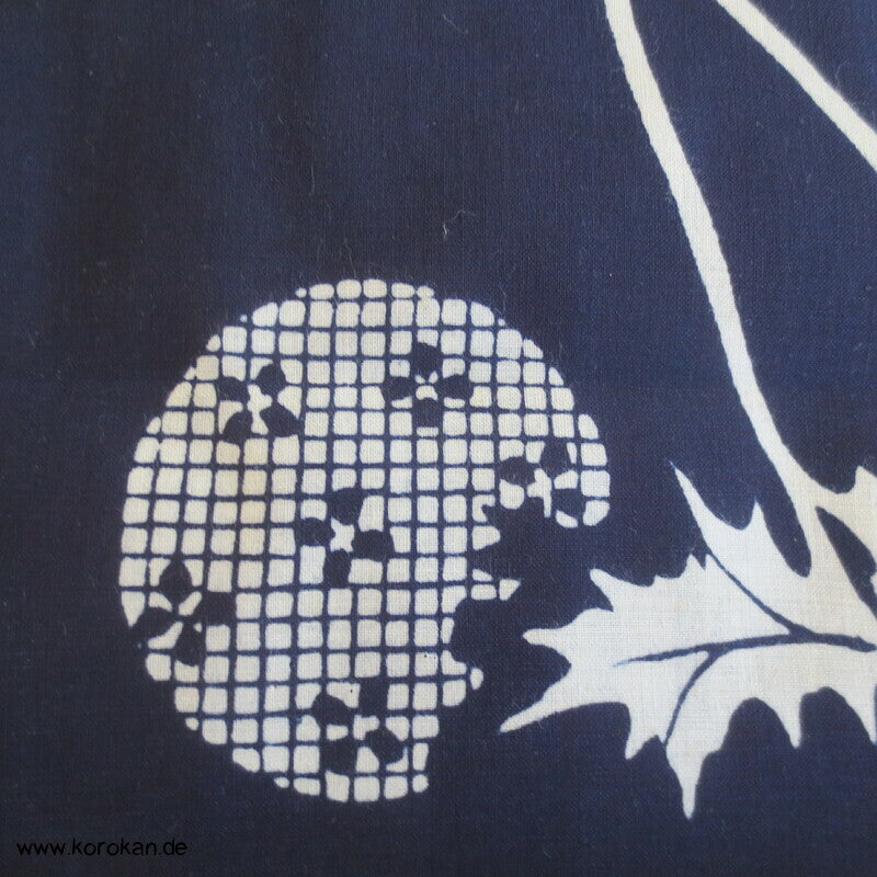 Disteln vor Mond originalgehefteter Yukata Kimono Stoff