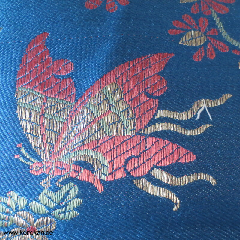 Antike gewebte Brokat - Decke - China - blau, rot, metall