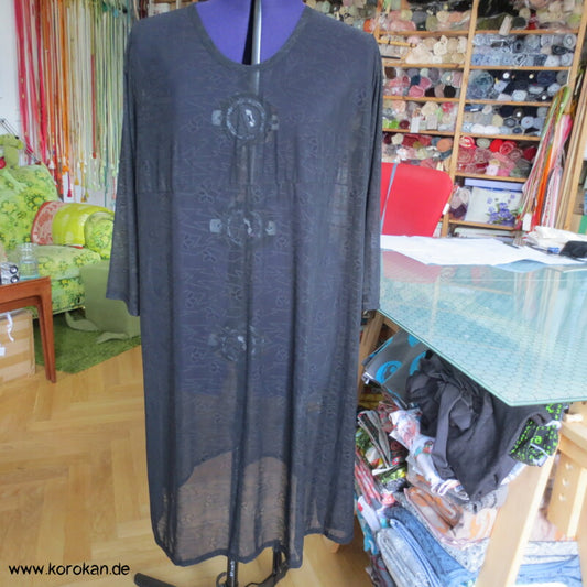schwarzer Stretch - Spitze Überwurf / Unterkleid, 3/4 Arm