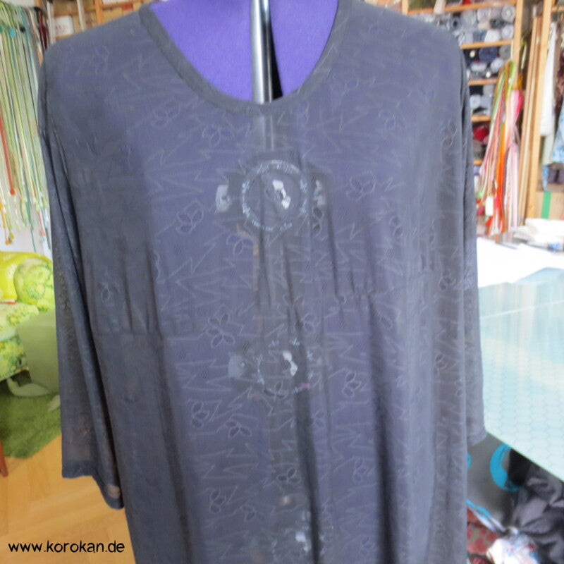 schwarzer Stretch - Spitze Überwurf / Unterkleid, 3/4 Arm