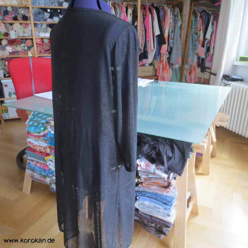 schwarzer Stretch - Spitze Überwurf / Unterkleid, 3/4 Arm