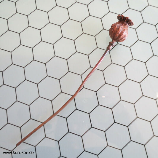 Haarstab Mohnkapsel kupfer