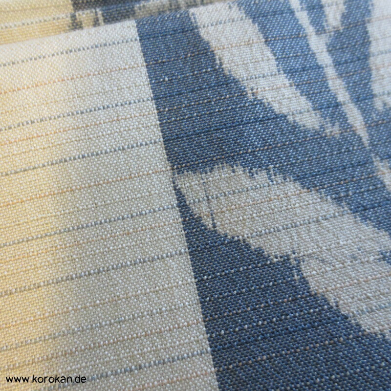 Japan Art Deco blaugrau, Blätter Meisen Seide, antike Araihari Kimono