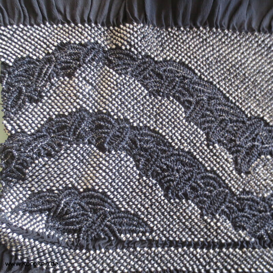 Bambus Shibori Heko Obi - Chirimen Seiden Crepe