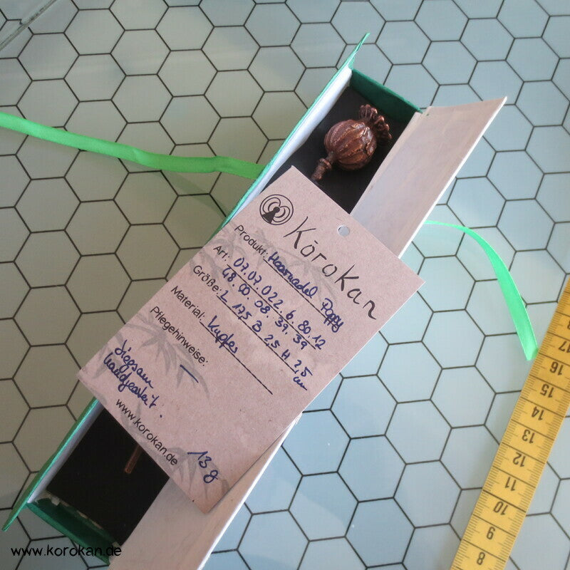 Haarstab Mohnkapsel kupfer