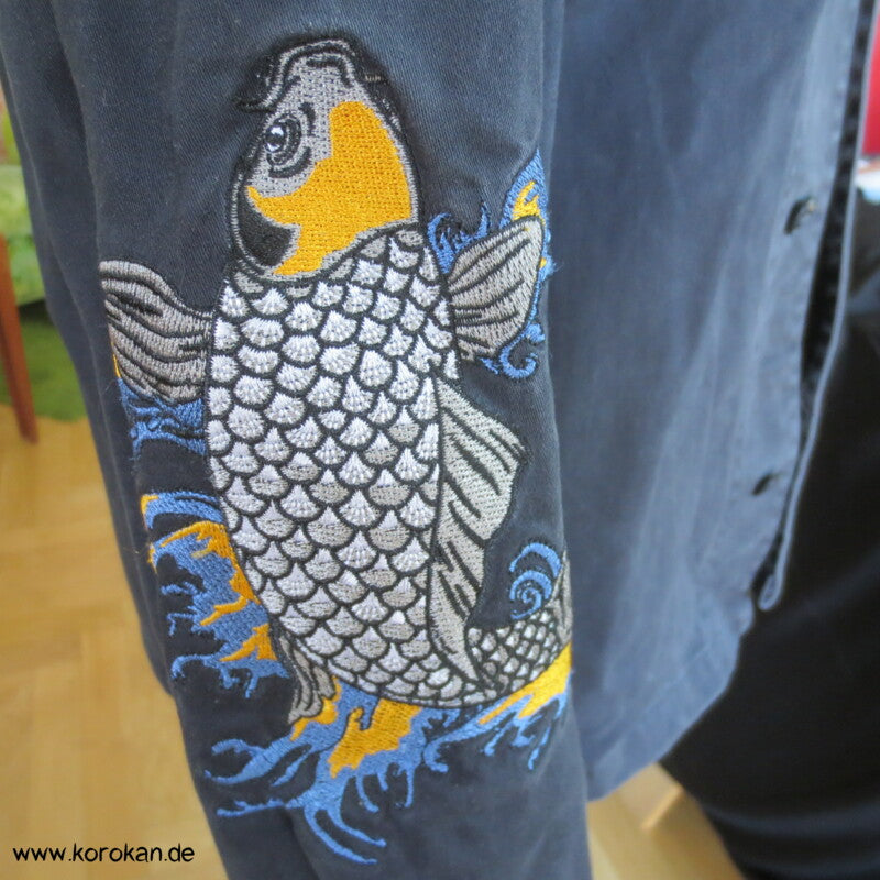 Zara Man Jeansjacke mit japanischen Stickereien XL