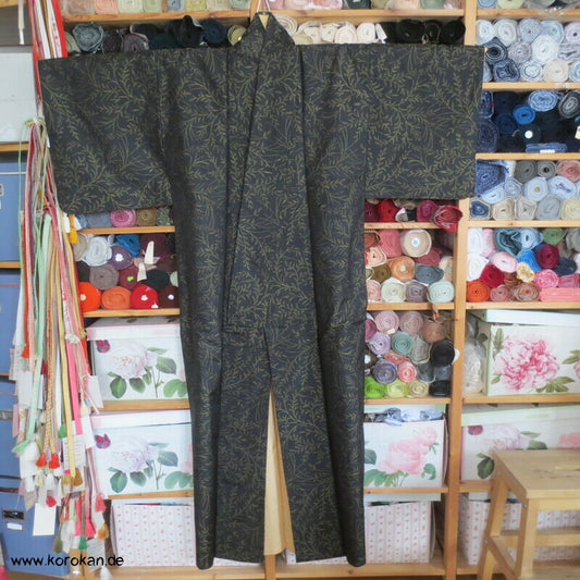 gelbe Zweige Kasuri Tsumugi Seiden Kimono