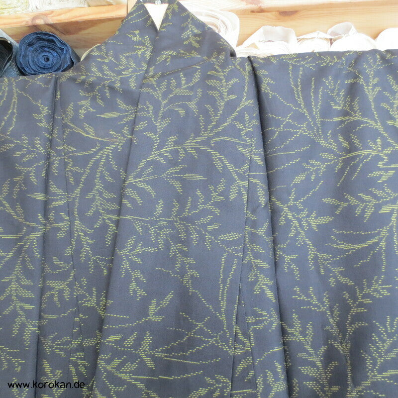 gelbe Zweige Kasuri Tsumugi Seiden Kimono