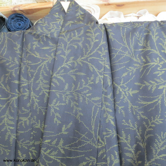 gelbe Zweige Kasuri Tsumugi Seiden Kimono