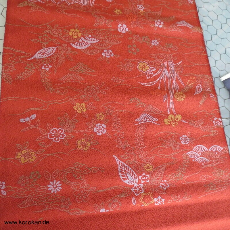 Panel Blüten und abstrakt - Chirimen Kimono Seide