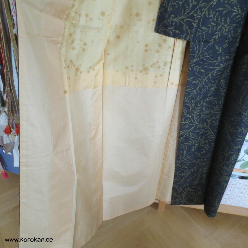 gelbe Zweige Kasuri Tsumugi Seiden Kimono