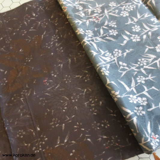 silber Zweige / goldene Kiku doppelseitig antike Araihari Kimono Seide