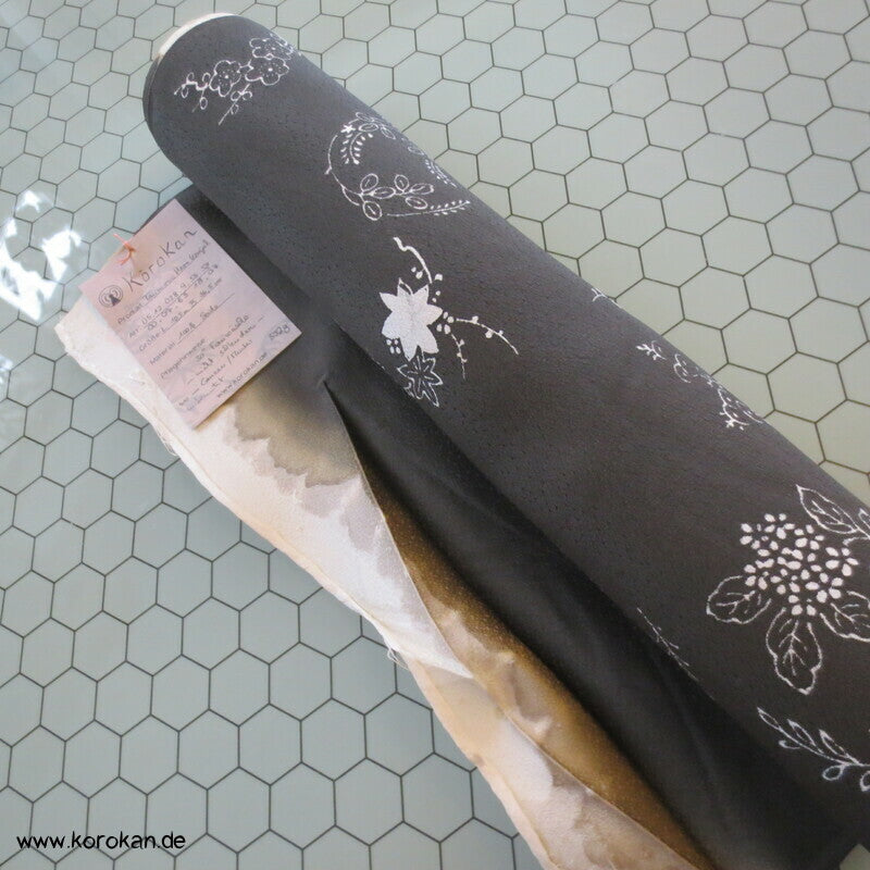Blütenkringel Seidendamast Haori Kimono Jacke Tanmono