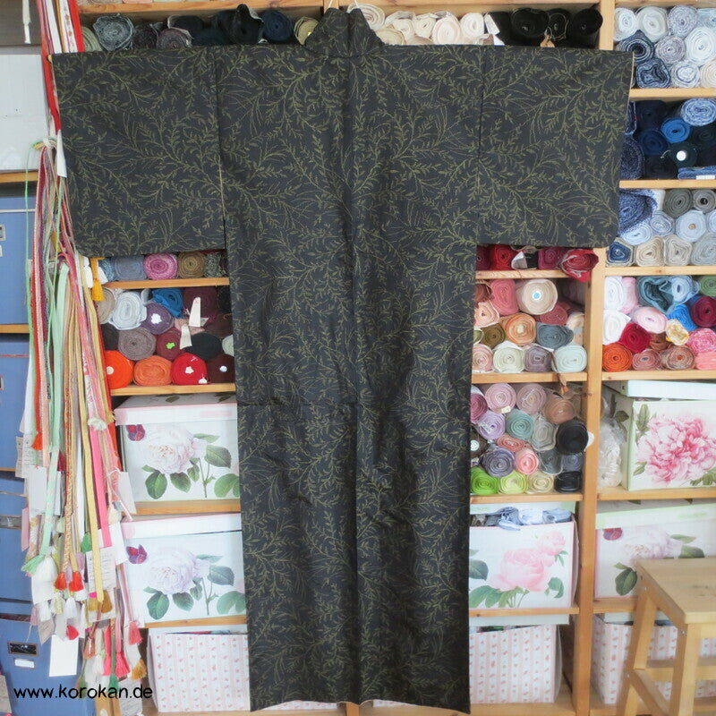gelbe Zweige Kasuri Tsumugi Seiden Kimono