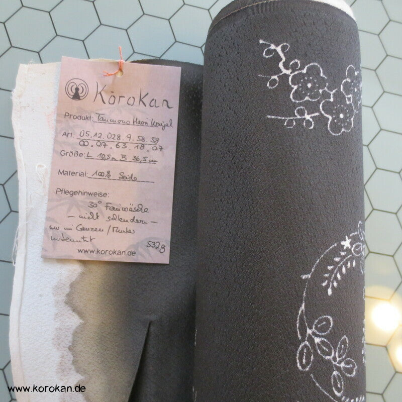 Blütenkringel Seidendamast Haori Kimono Jacke Tanmono